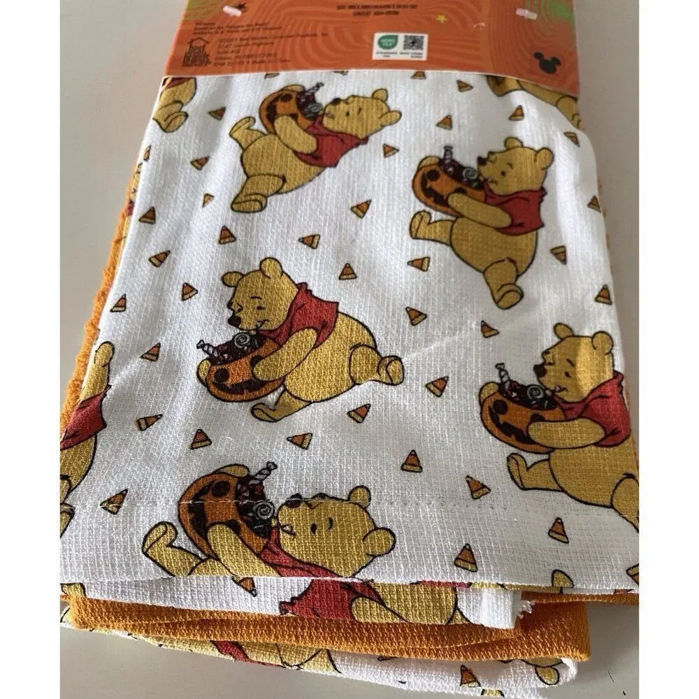 3‎ Pack Disney Winnie The Pooh Halloween Candy Corn Kitchen Towels 16 X 26” NEW